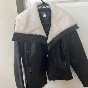 motorcycle venus white fur leather jacket